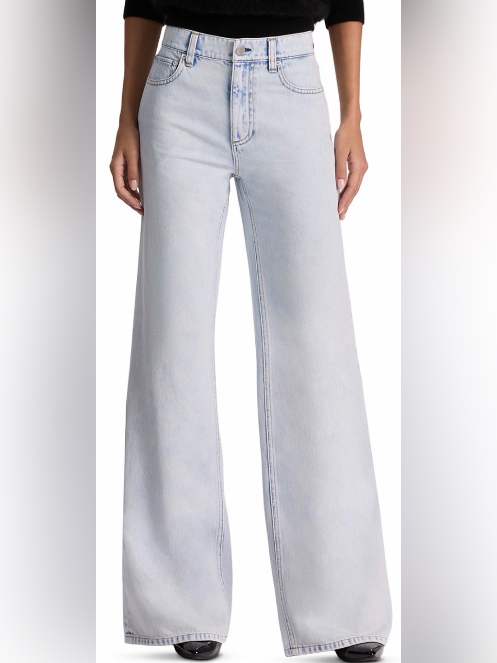 Alice + Olivia Chic High Rise Wide Leg Jeans In Dark Light Indigo